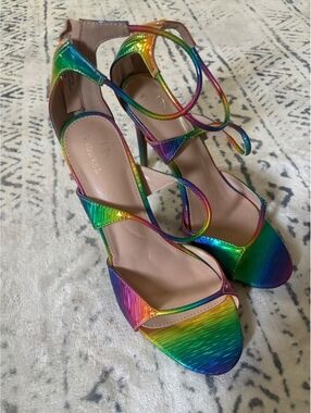 I.D. Required Women's Rainbow Strappy High Heel Sandals Size 10
